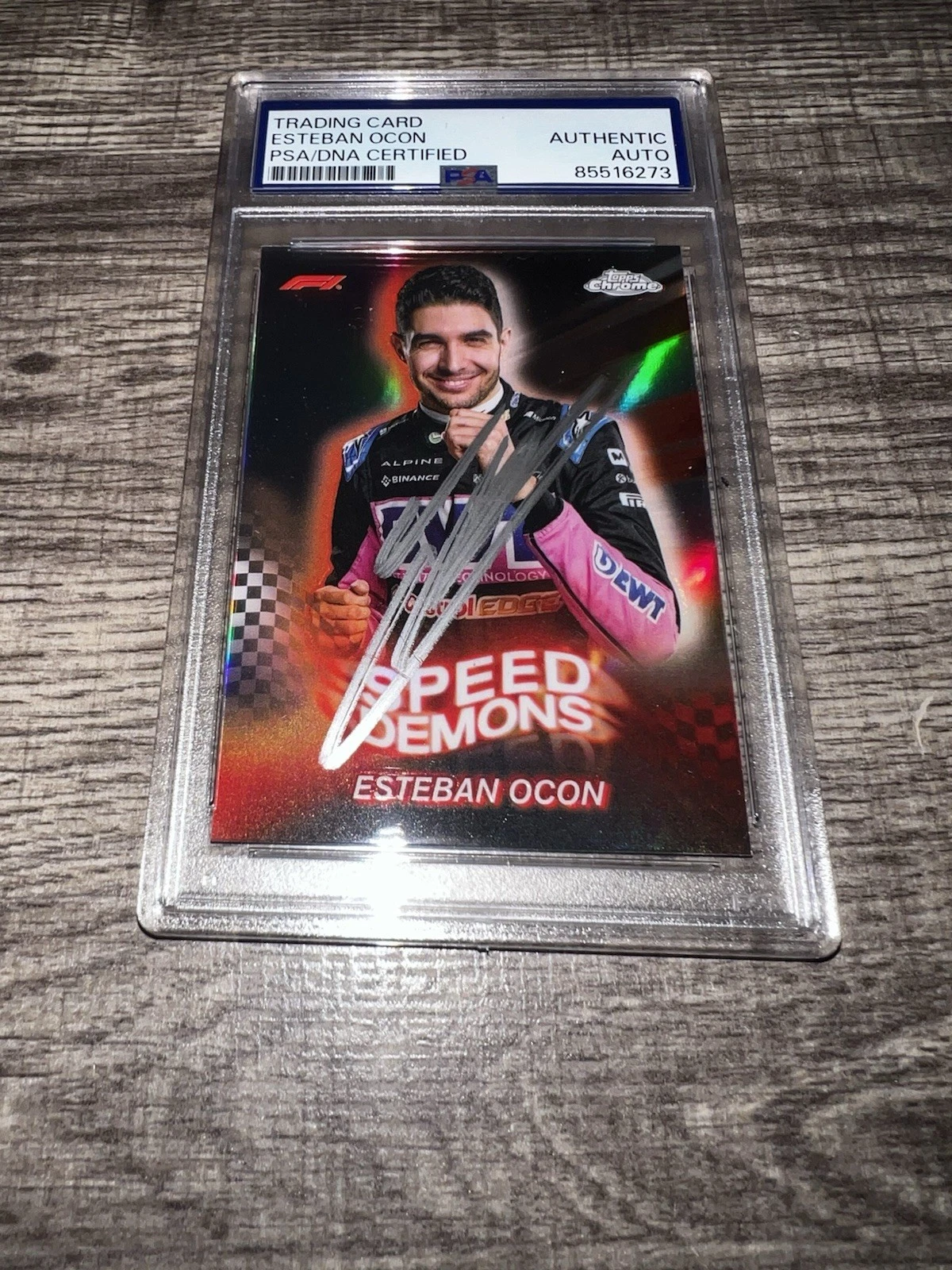 Esteban Ocon Signed 2024 Topps Chrome F1 Trading Card Speed Demons PSA/DNA