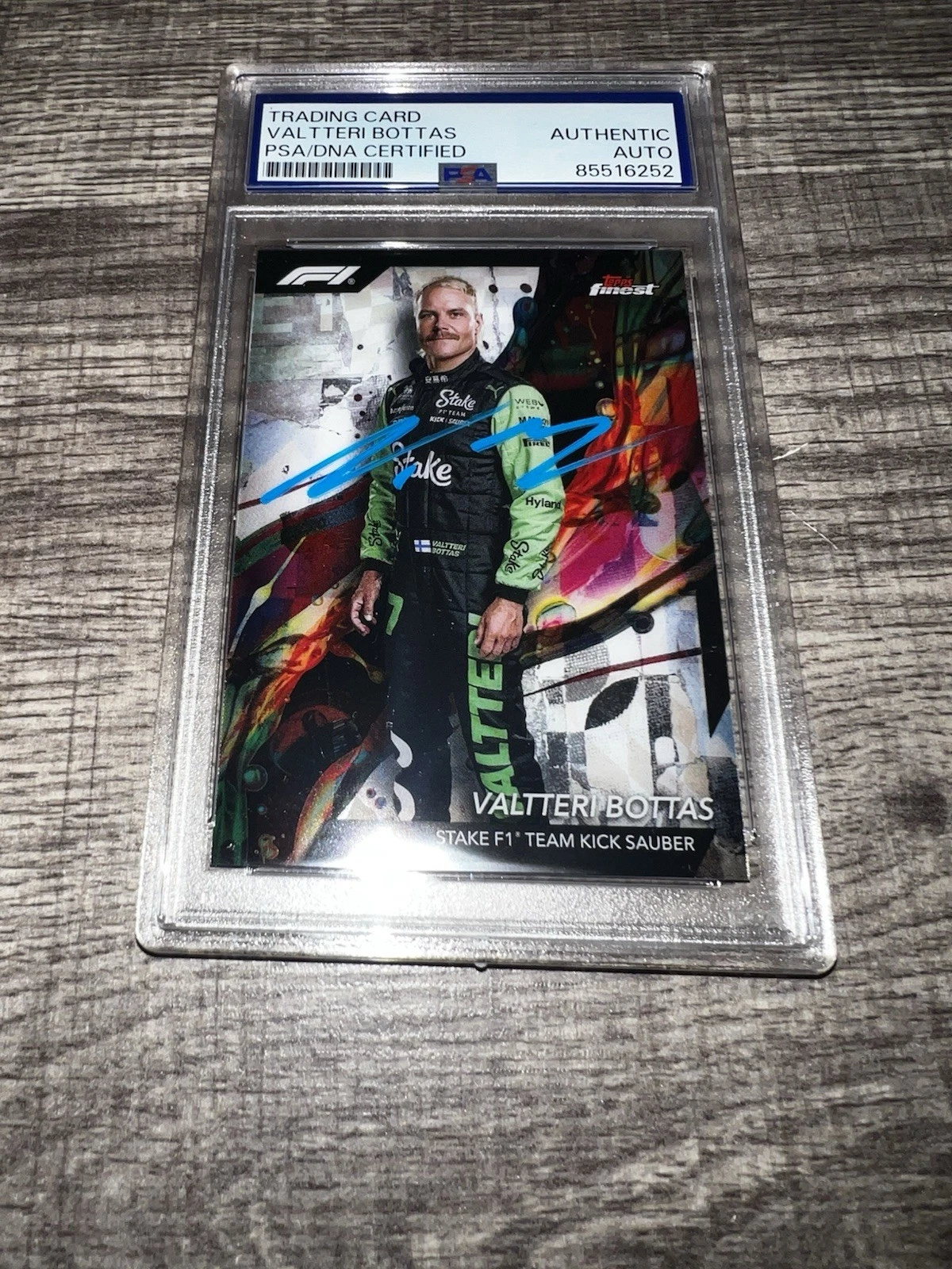 Valtteri Bottas Signed 2024 Topps Finest Trading Card #13 F1 Champion PSA/DNA