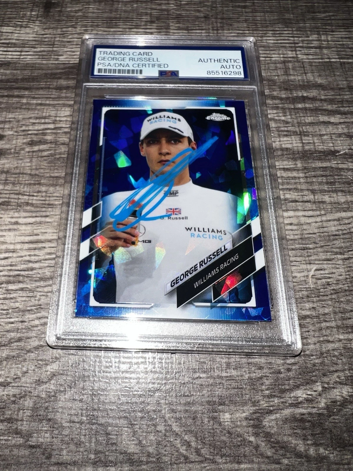 George Russell Signed 2021 Topps Chrome Sapphire F1 Card #35 Mercedes PSA/DNA