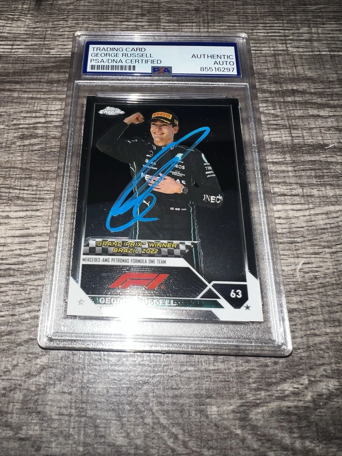George Russell Signed 2023 Topps Chrome F1 Trading Card #164 Mercedes PSA/DNA