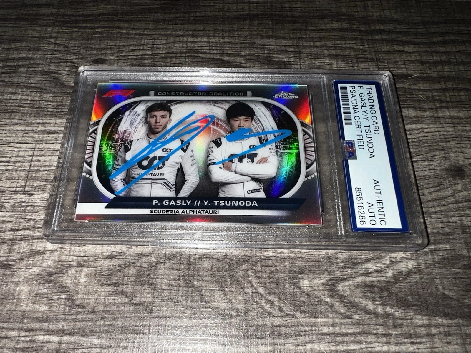 Yuki Tsunoda & Pierre Gasly Signed 2022 Topps Chrome F1 Trading Card PSA/DNA
