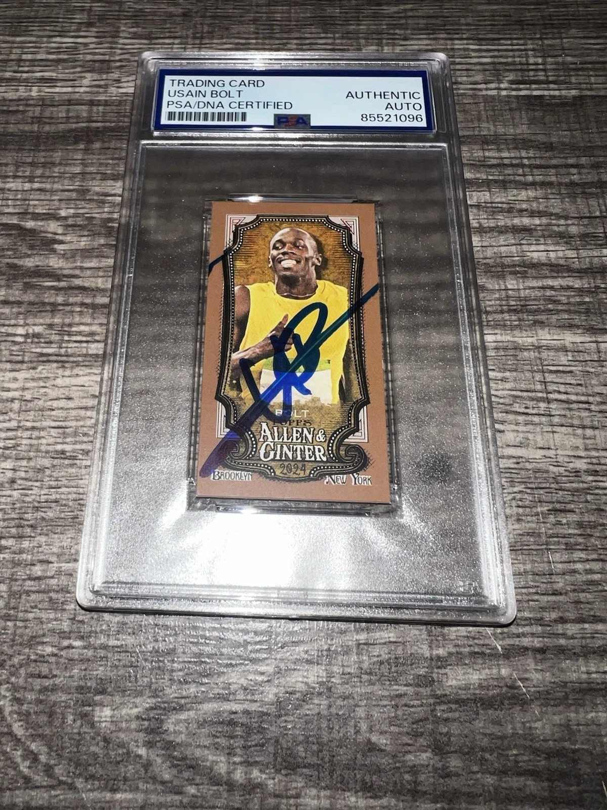 Usain Bolt Signed 2024 Allen & Ginter Trading Card Mini Gold Border PSA/DNA #2