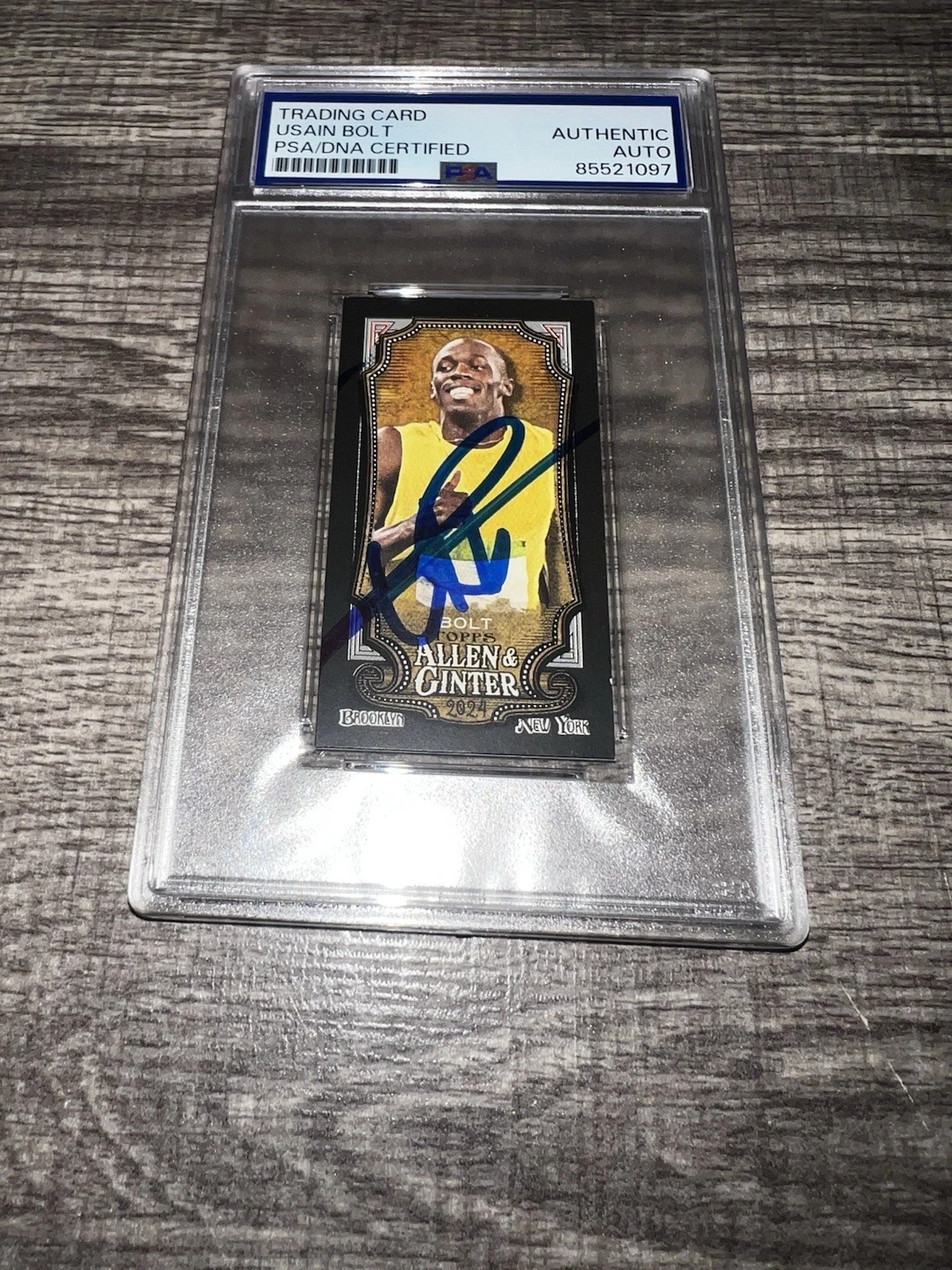 Usain Bolt Signed 2024 Allen & Ginter Trading Card Mini Black Border PSA/DNA #2