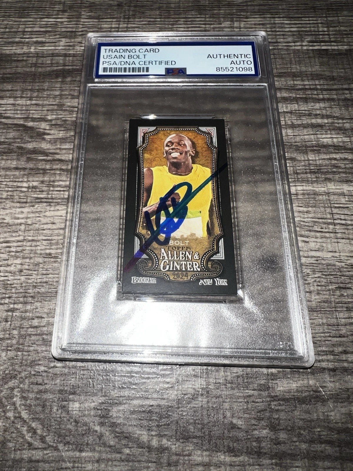 Usain Bolt Signed 2024 Allen & Ginter Trading Card Mini Black Border PSA/DNA #3