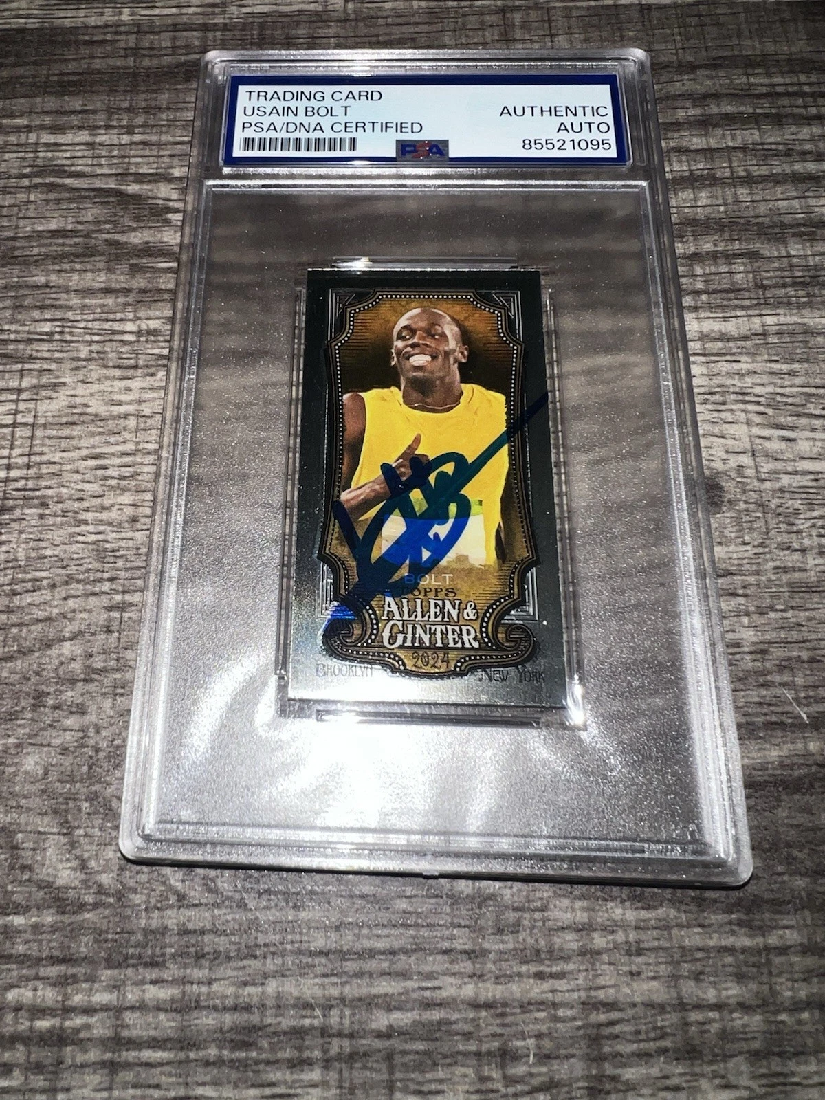 Usain Bolt Signed 2024 Allen & Ginter Trading Card Mini Chrome Legend PSA/DNA