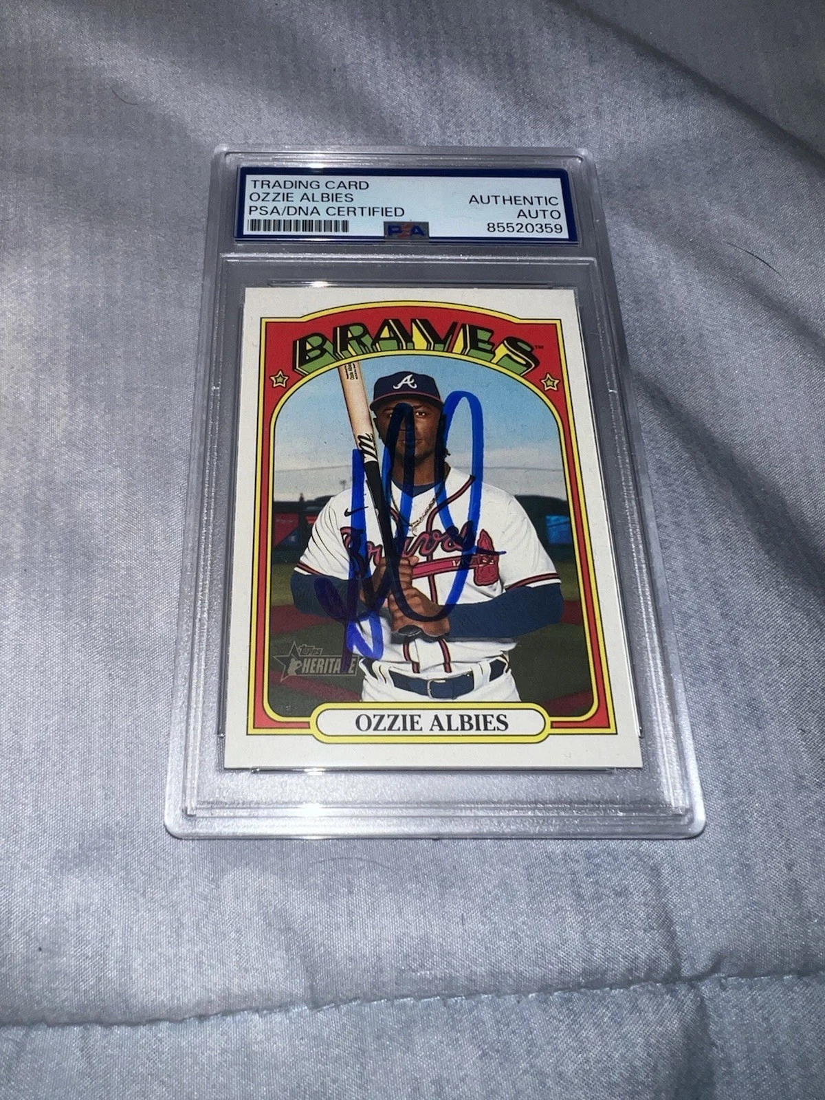 Ozzie Albies Signed 2021 Topps Heritage Trading Card #558 Atlanta Braves PSA/DNA