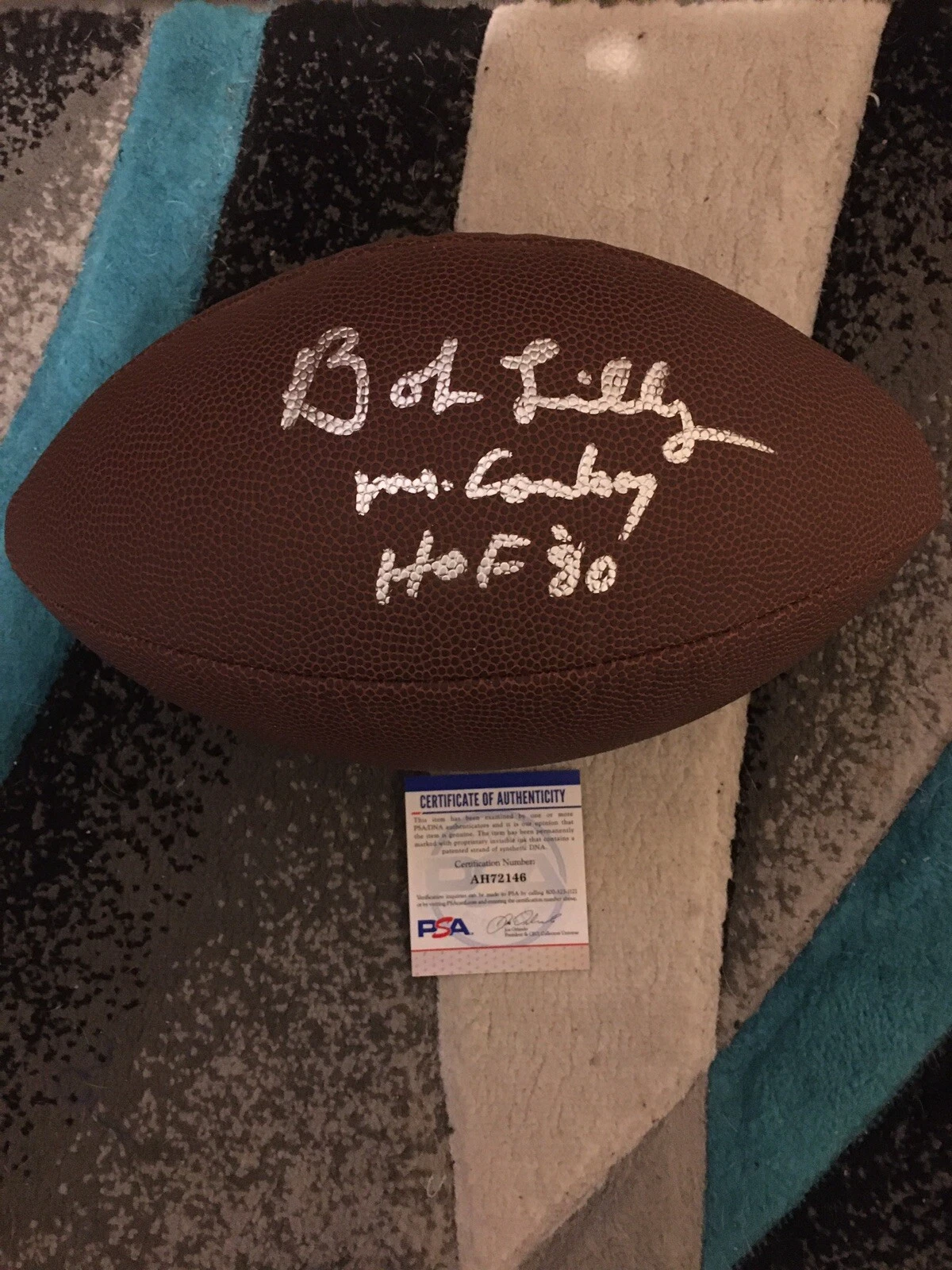 Bob Lilly Signed NFL Football Mr Cowboy Dallas Cowboys Superstar PSA/DNA