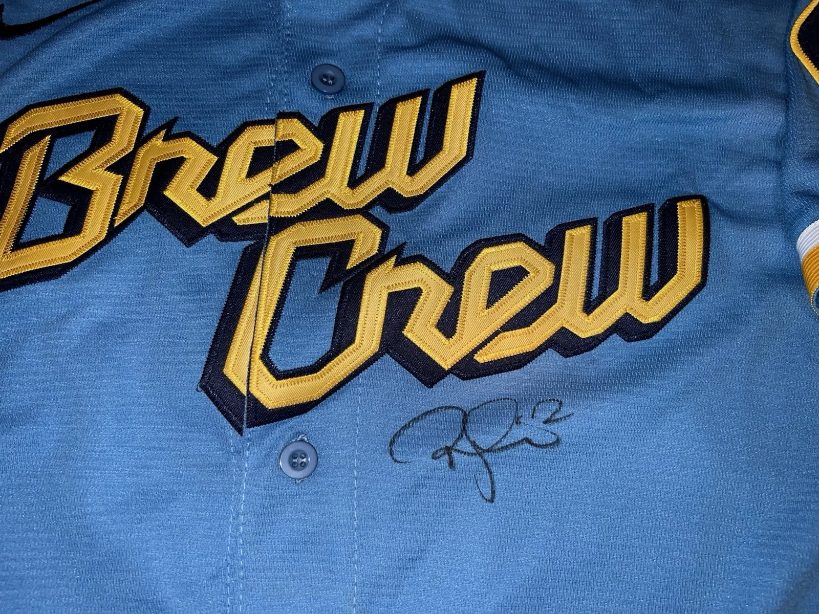 Rhys Hoskins Signed Milwaukee Brewers Jersey Superstar Slugger JSA Auth