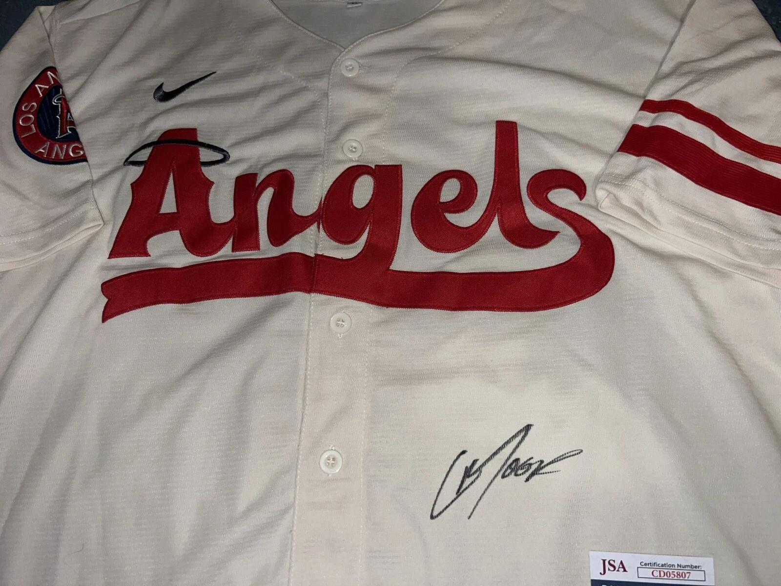Christian Moore Signed Los Angeles Angels Jersey Star Slugger JSA Auth