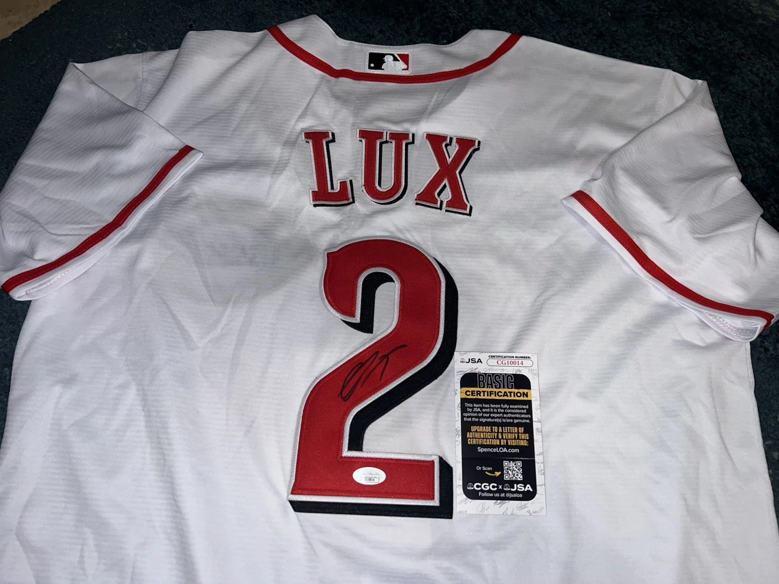 Gavin Lux Signed Cincinnati Reds Jersey Superstar Slugger Ws Champ JSA Auth