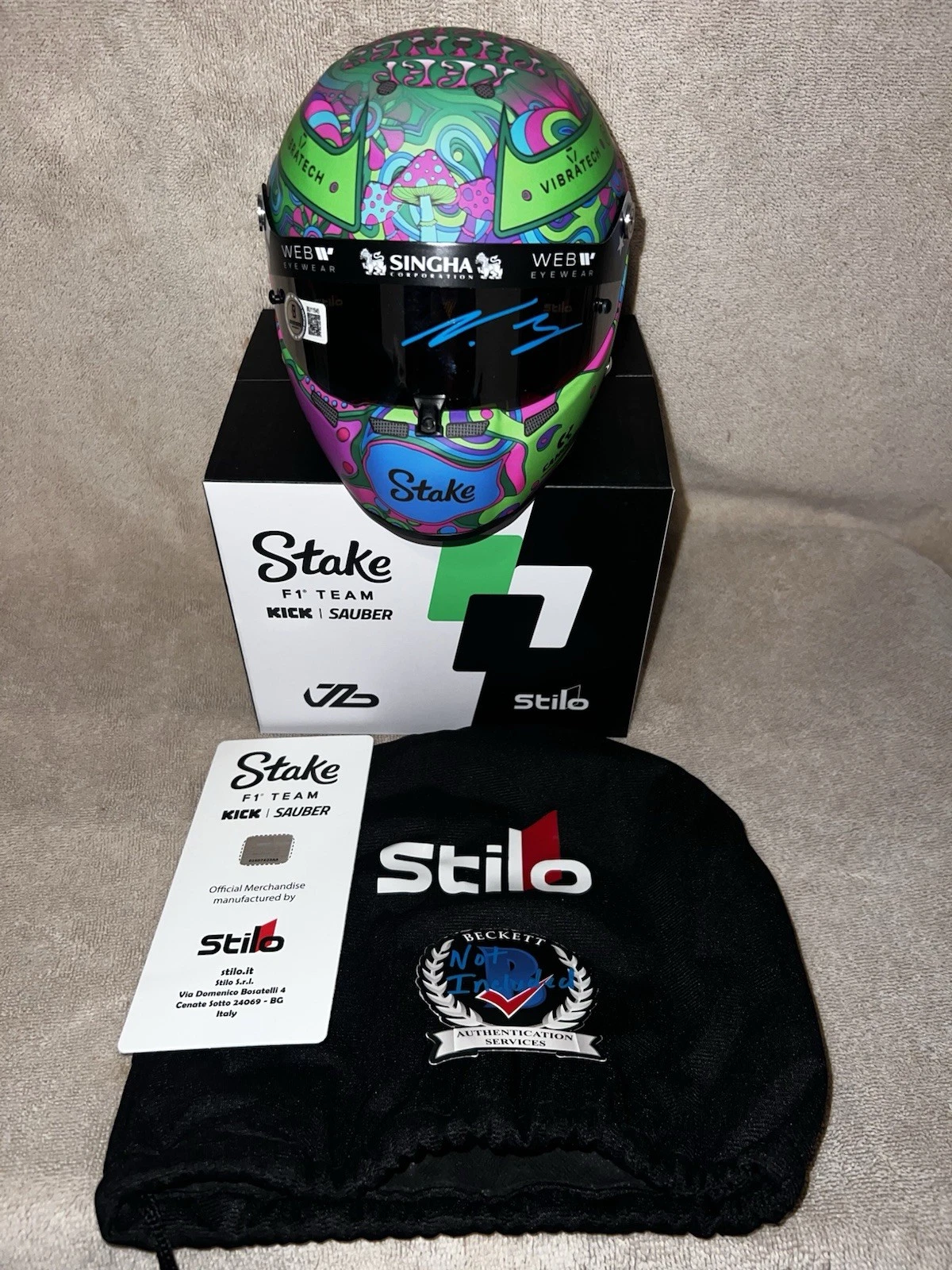 Valtteri Bottas Signed Official 1:2 Mini Helmet 2024 Austin GP Stake Beckett #2