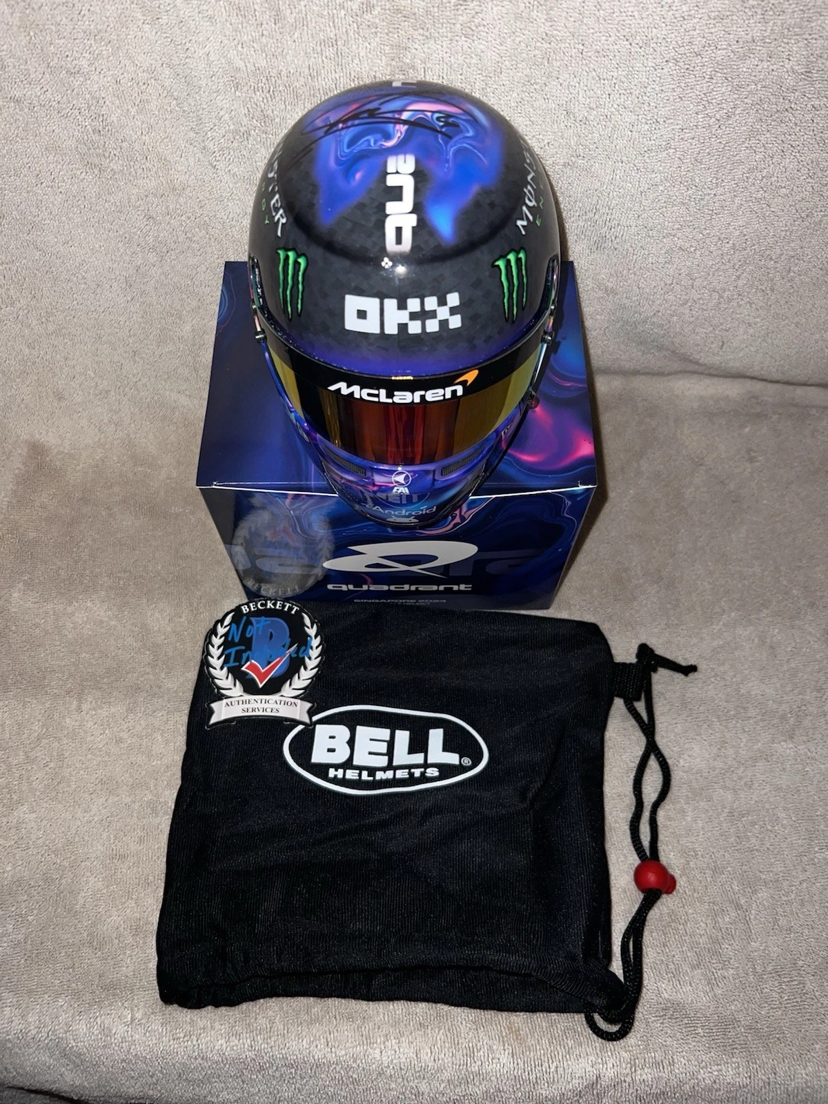Lando Norris Signed Official 1:2 Mini Helmet 2024 Singapore McLaren Beckett #2