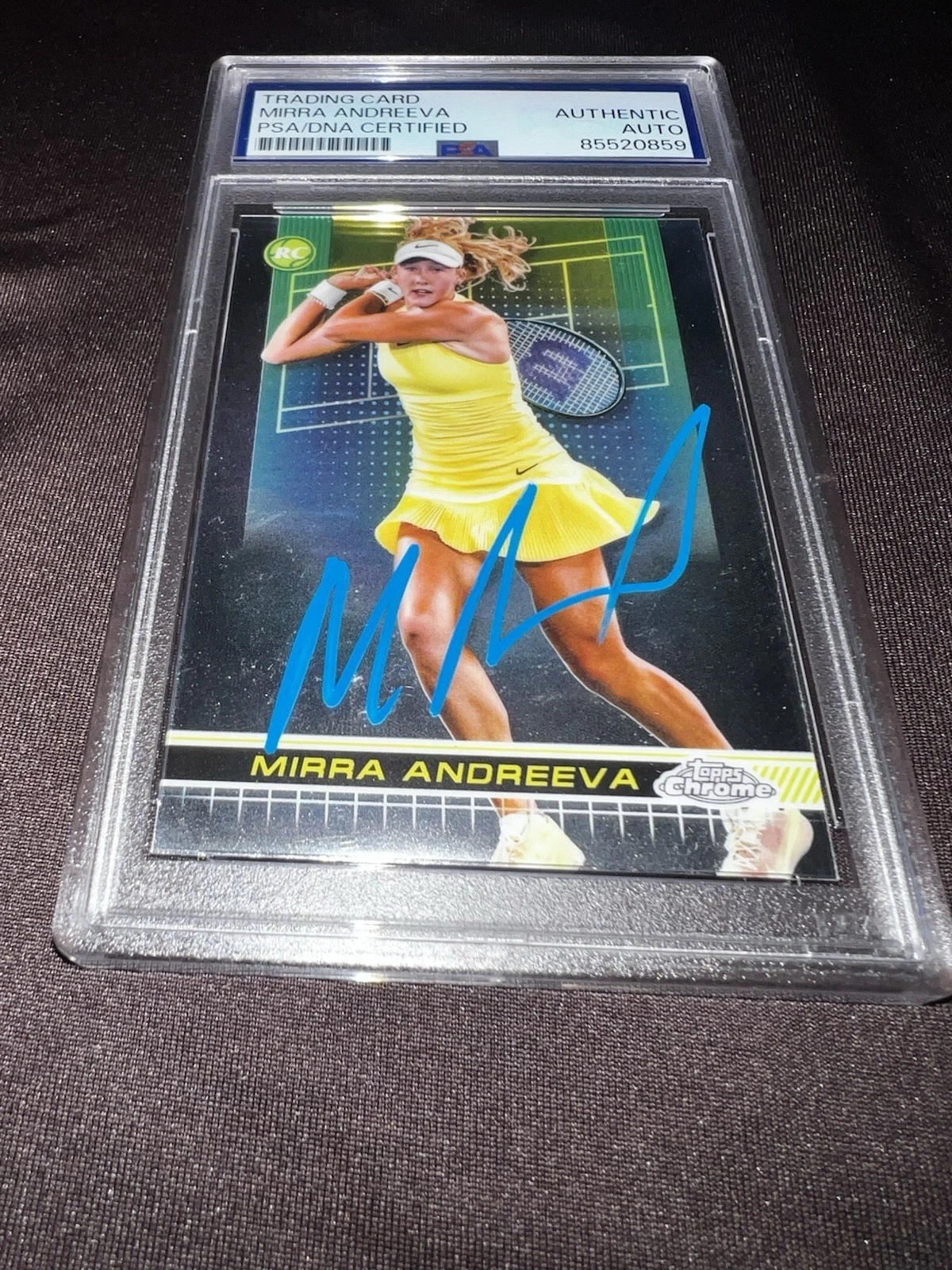 Mirra Andreeva Signed 2024 Topps Chrome Tennis Trading Card Rookie RC PSA/DNA #2