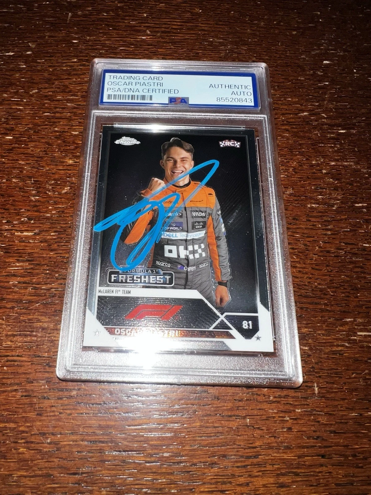 Oscar Piastri Signed 2023 Topps Chrome F1 Card #195 McLaren Rookie PSA/DNA