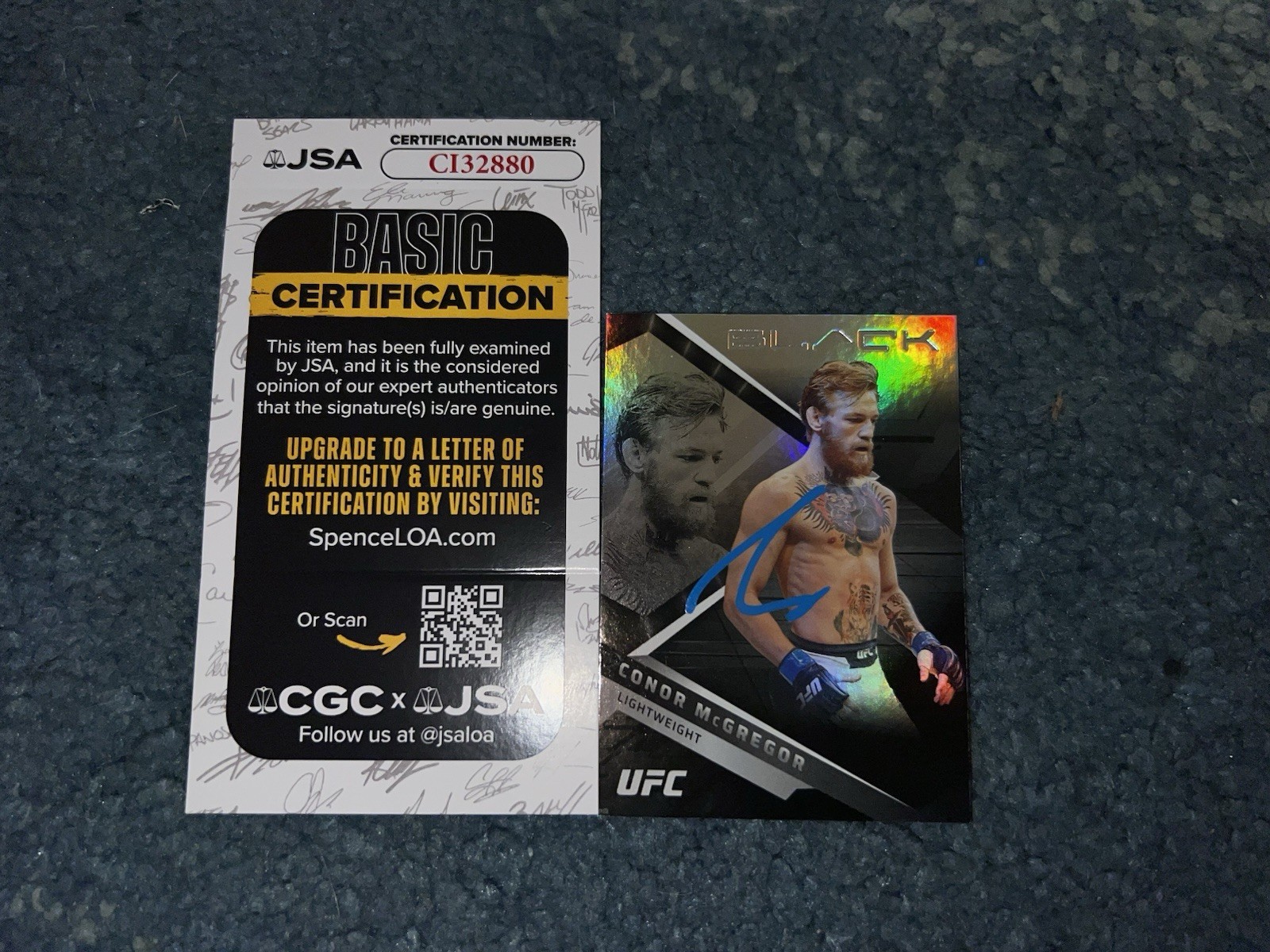 Conor McGregor Signed 2022 Panini Chronicles Black Trading Card Legend JSA Auth