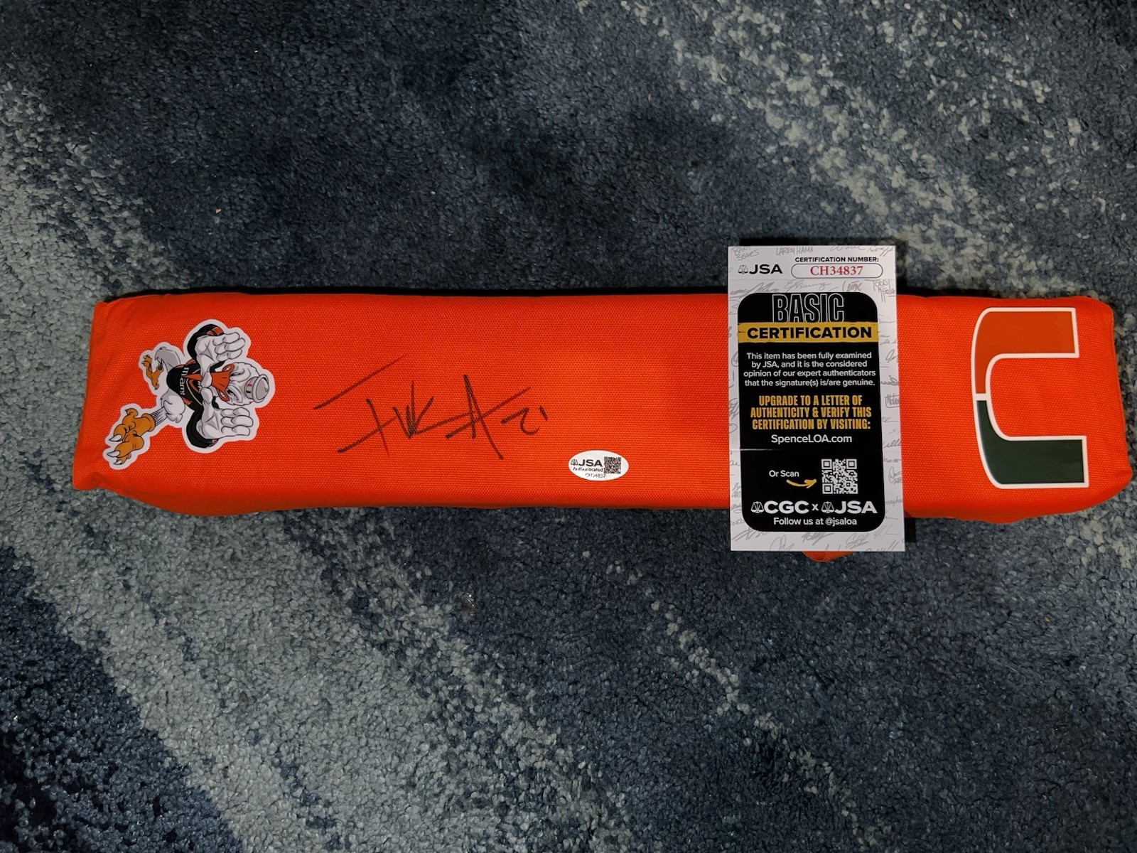 Frank Gore Signed NFL Pylon University Of Miami  Legend 49’ers Star JSA Auth