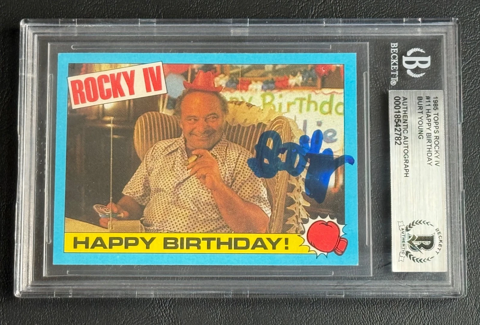 Burt Young Paulie Rocky 4 Topps Card 1984 SIGNED Autographed Auto Beckett BAS 11