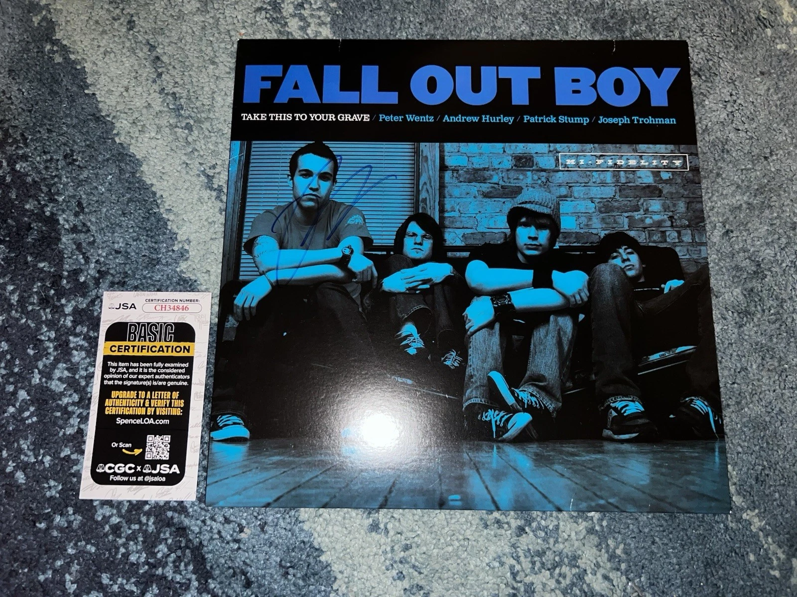 Pete Wentz Signed Fall Out Boy Vinyl Take This To Your Grave JSA Auth