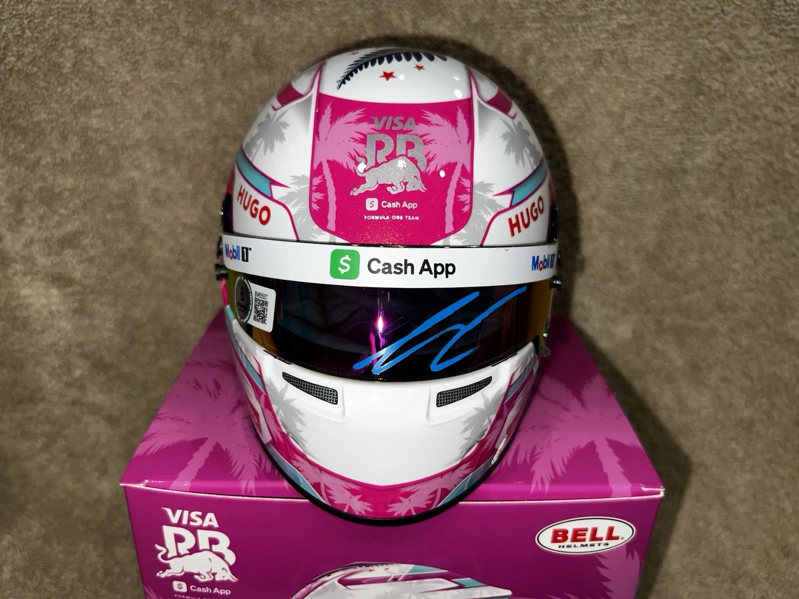 Liam Lawson Signed Official 2025 Miami GP Mini Helmet 1:2 Racing Bulls Beckett