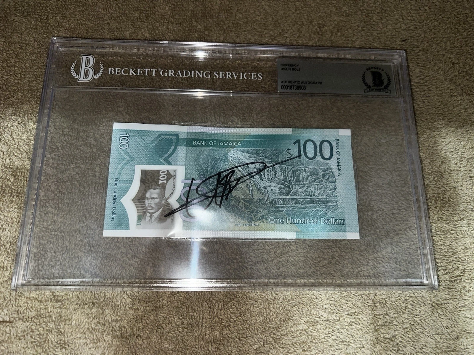 Usain Bolt Signed Official Jamaican Currency 100 Dollars Olympic Legend BAS #2