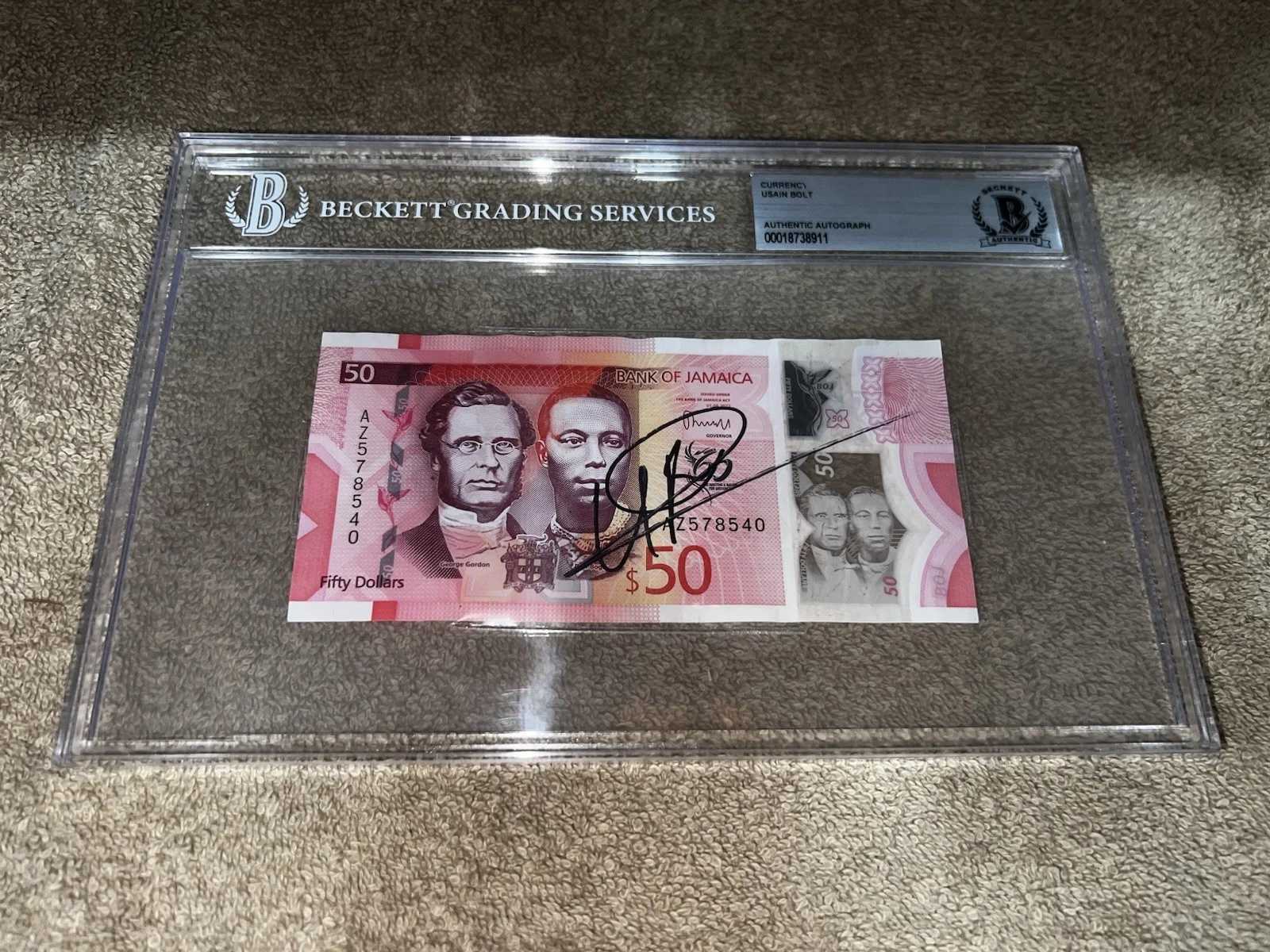 Usain Bolt Signed Official Jamaican Currency 50 Dollars Olympic Legend BAS #3