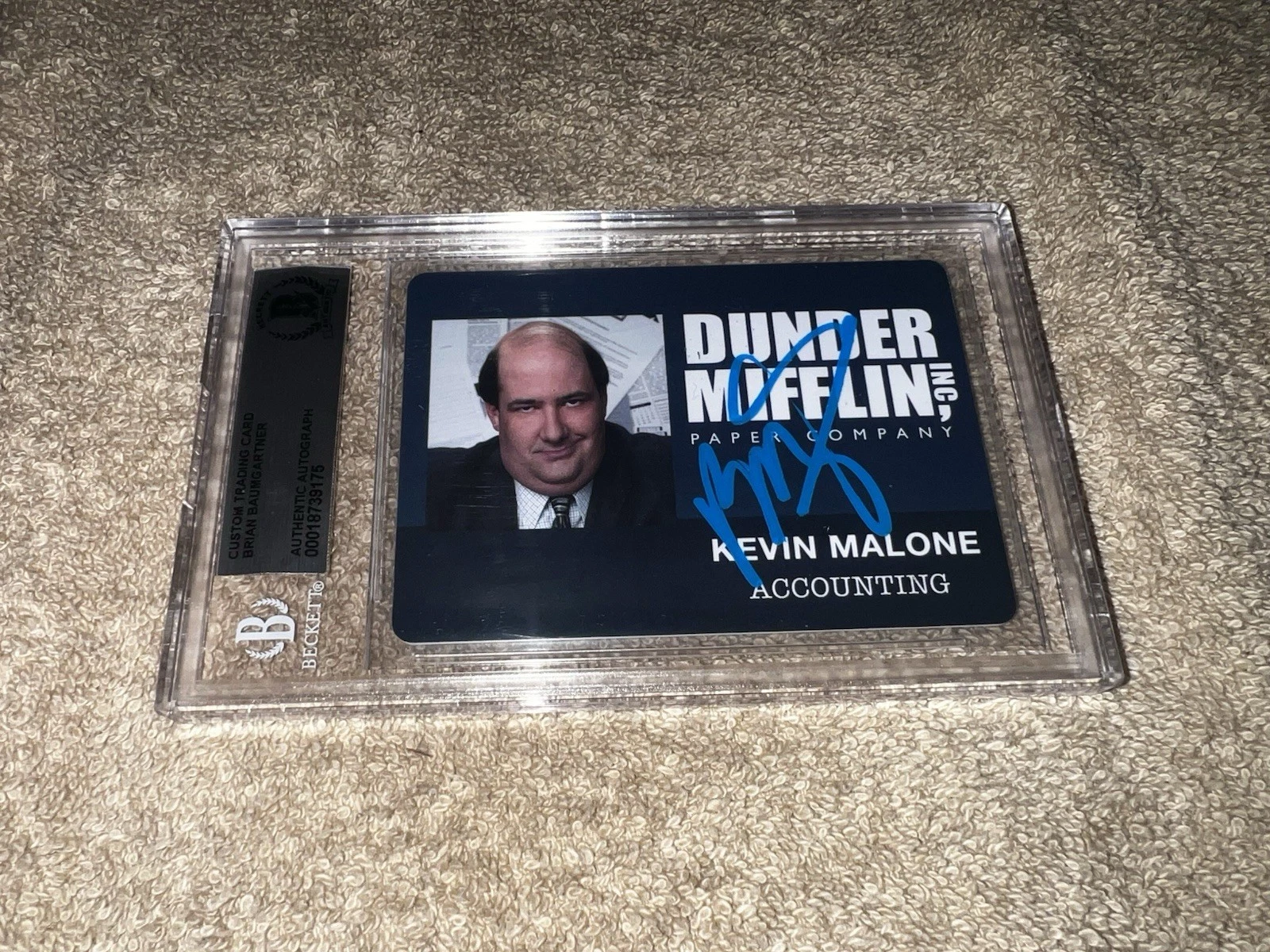 Brian Baumgartner Signed The Office Business Card Kevin Malone Legend Beckett
