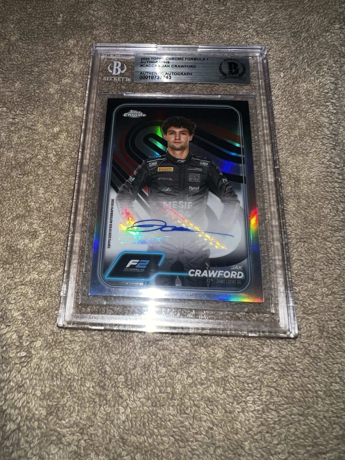 Jak Crawford Signed 2024 Topps Chrome F1 Card Certified Auto Beckett