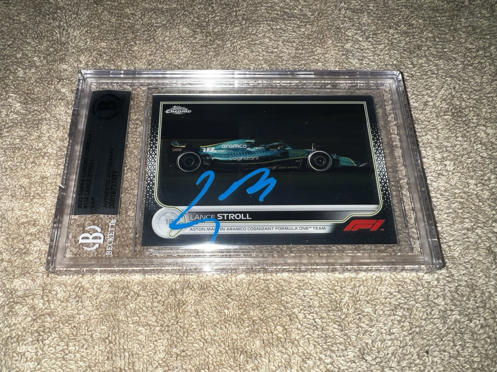 Lance Stroll Signed 2022 Topps Chrome F1 Card #114 Aston Martin Beckett