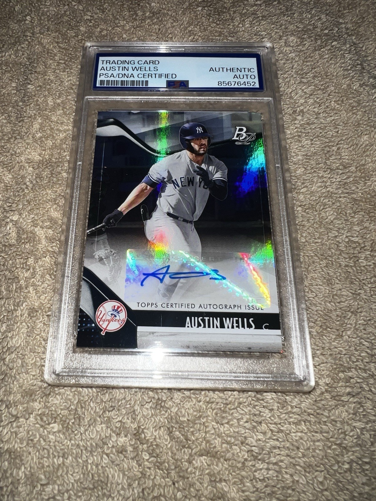 Austin Wells Signed 2021 Topps Bowman Platinum Card Certified Auto PSA/DNA