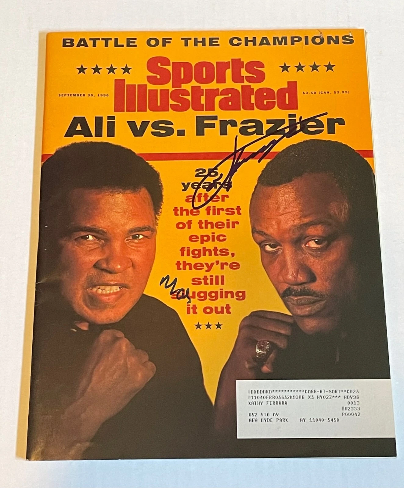 Muhammad Ali & Joe Frazier SIGNED Sports Illustrated SI Boxing w PROOF - K9 COA