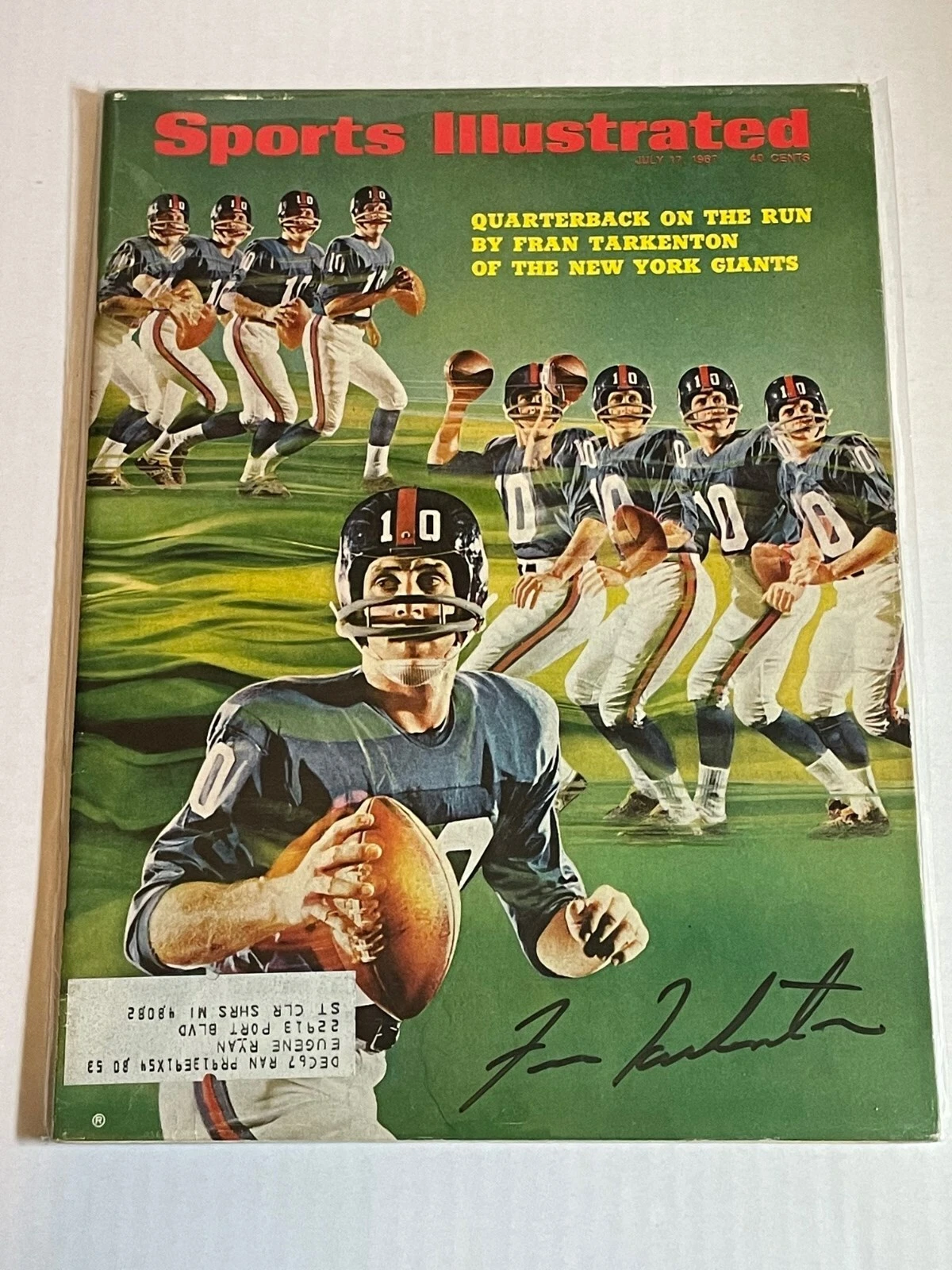 Fran Tarkenton SIGNED Sports Illustrated SI New York Giants Vikings - K9 COA