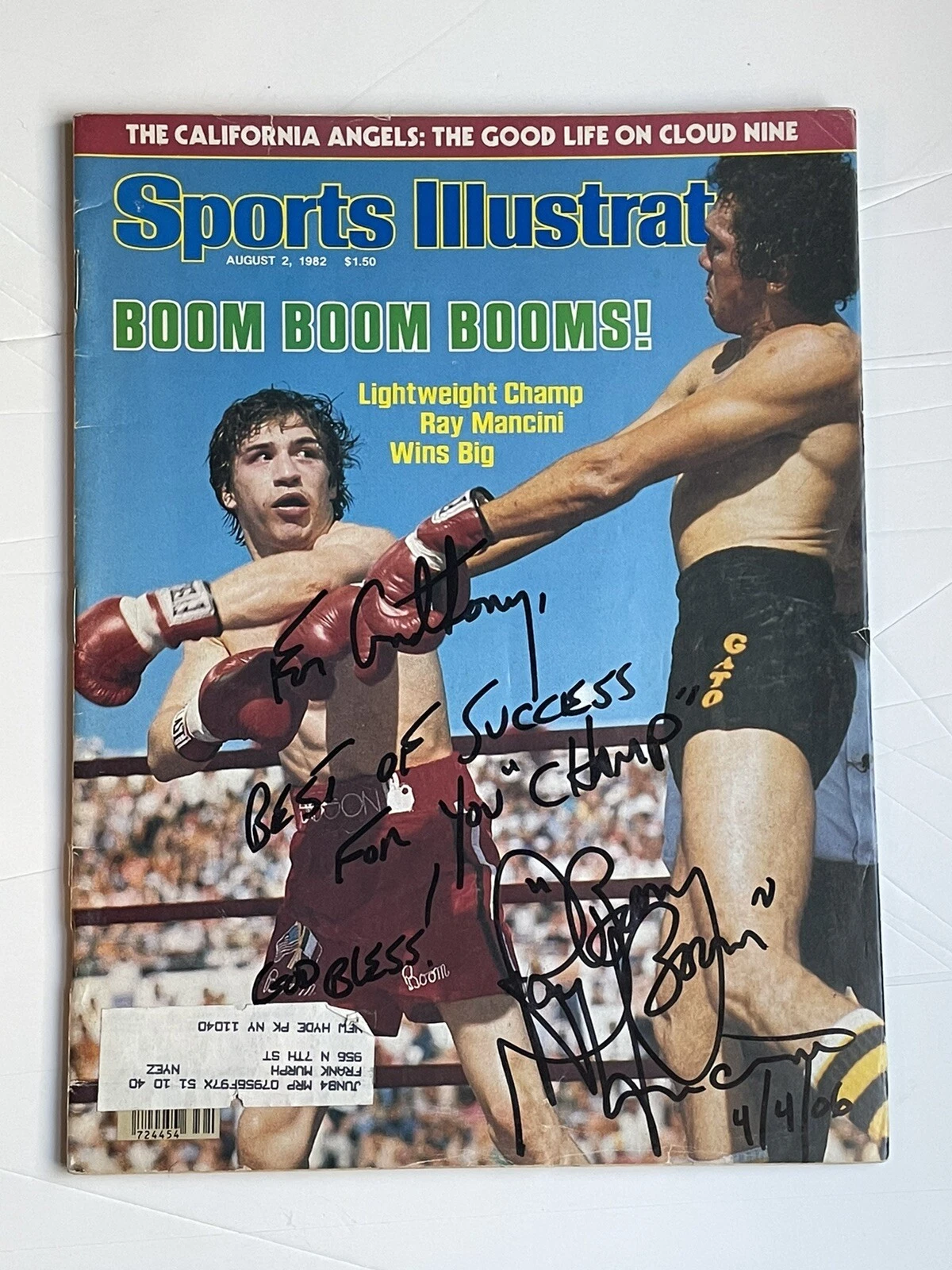Ray Boom Boom Mancini Signed Auto 1988 Sports Illustrated SI Boxing - K9 COA