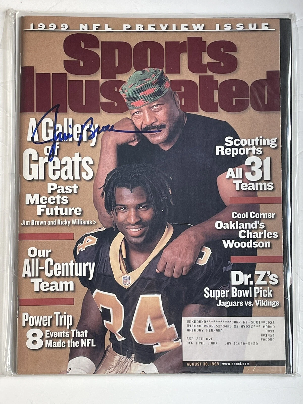 Jim Brown SIGNED Sports Illustrated SI Browns Hall Of Fame  RB - K9 COA Proof