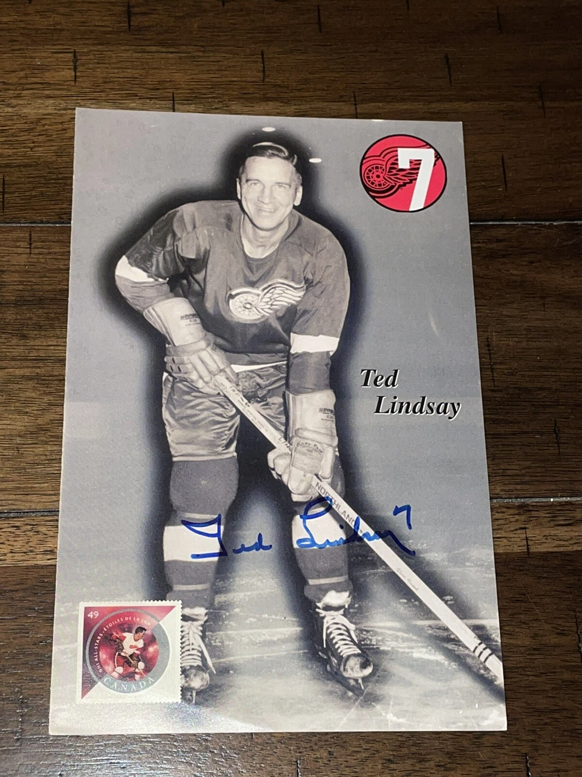 Ted Lindsay SIGNED Detroit Red Wings HOF 66 SIGNED Autographed Flyer Booklet