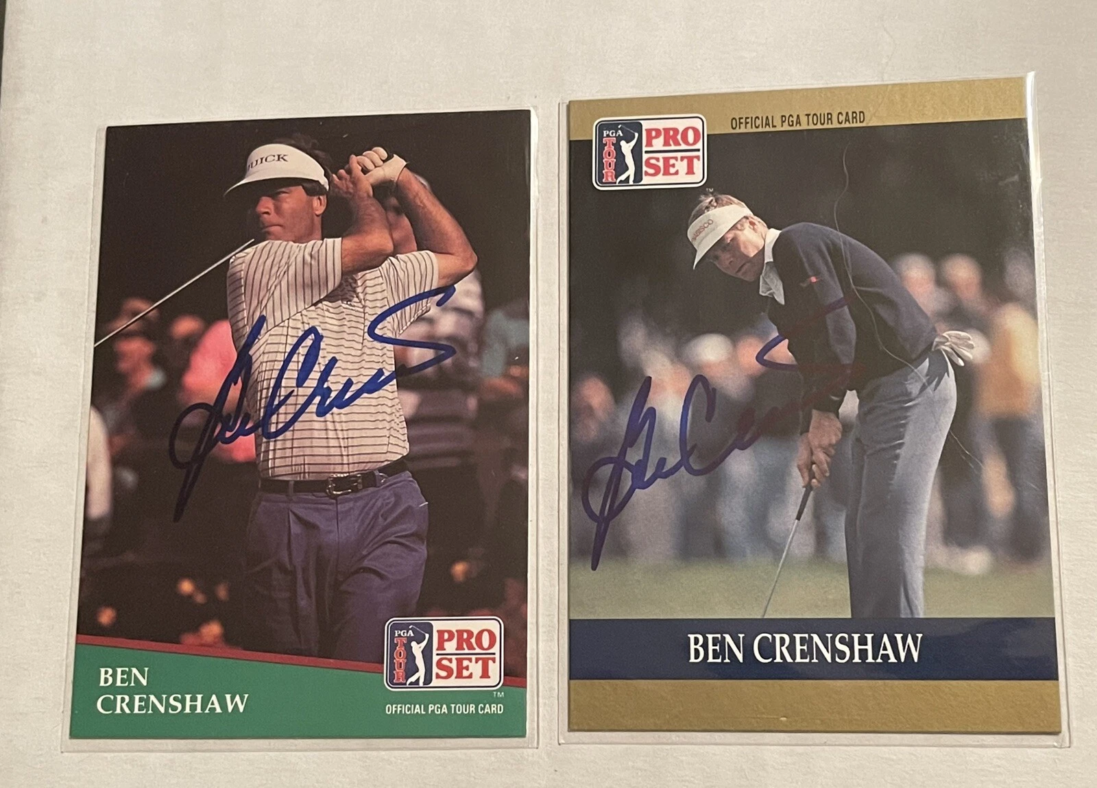Ben Crenshaw 2x SIGNED PGA Golf Legend SIGNED Autographed card 1990 - 91 Pro Set
