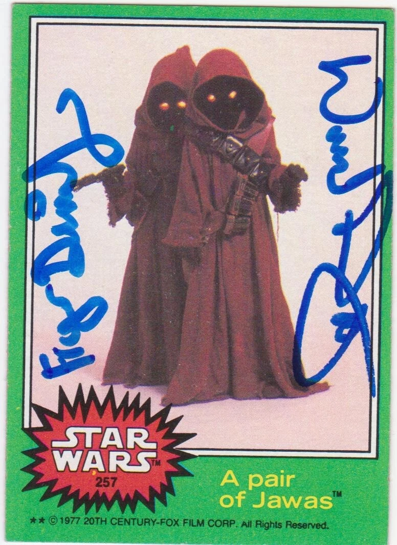 WARWICK & FRAZIER DIAMOND STAR WARS SIGNED 1977 TOPPS JAWA CARD RARE K9 HOLO COLLECTIBLE MEMORABILIA