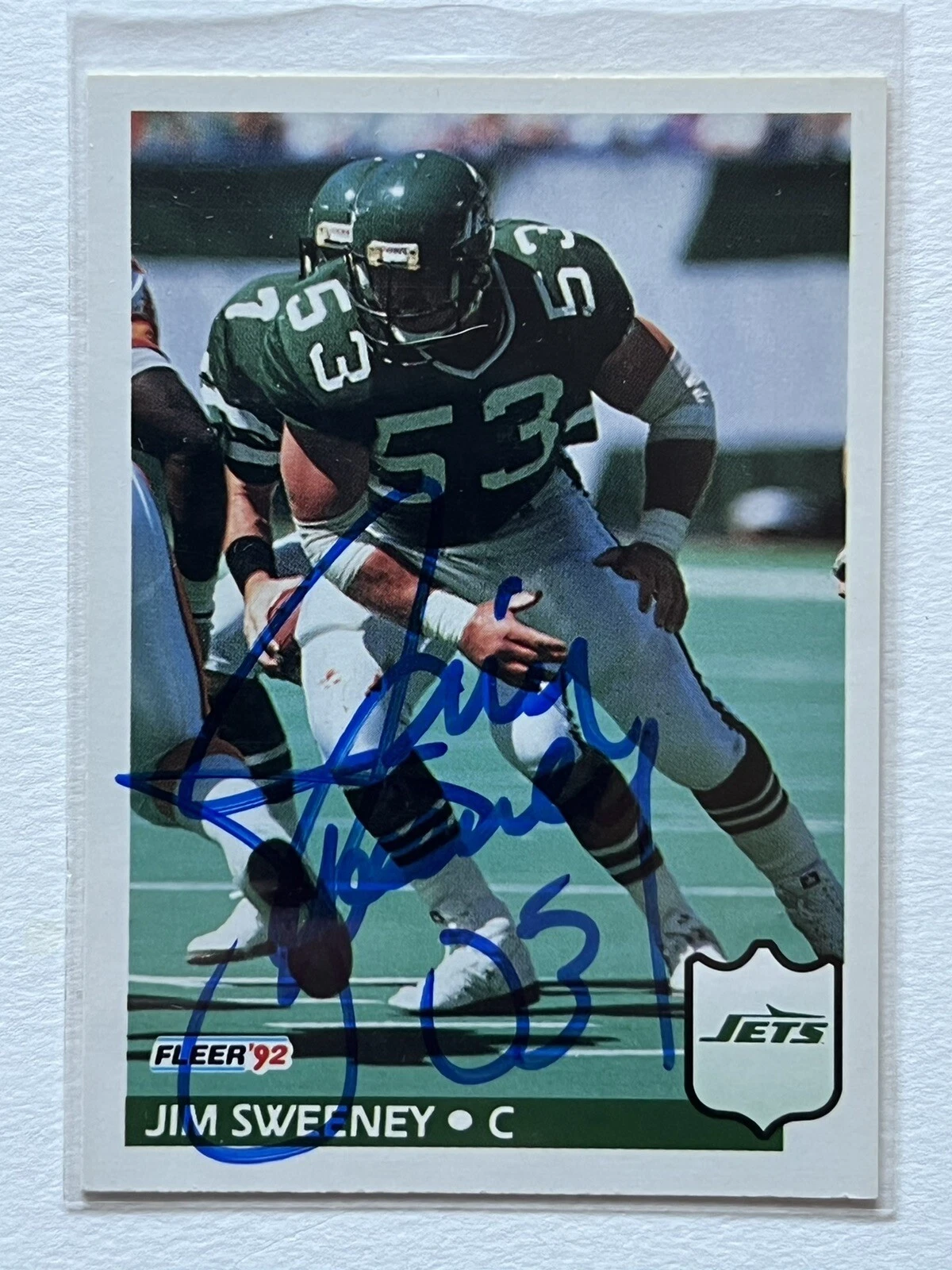 Jim Sweeney SIGNED Autographed NY Jets 1992 Fleer  Card