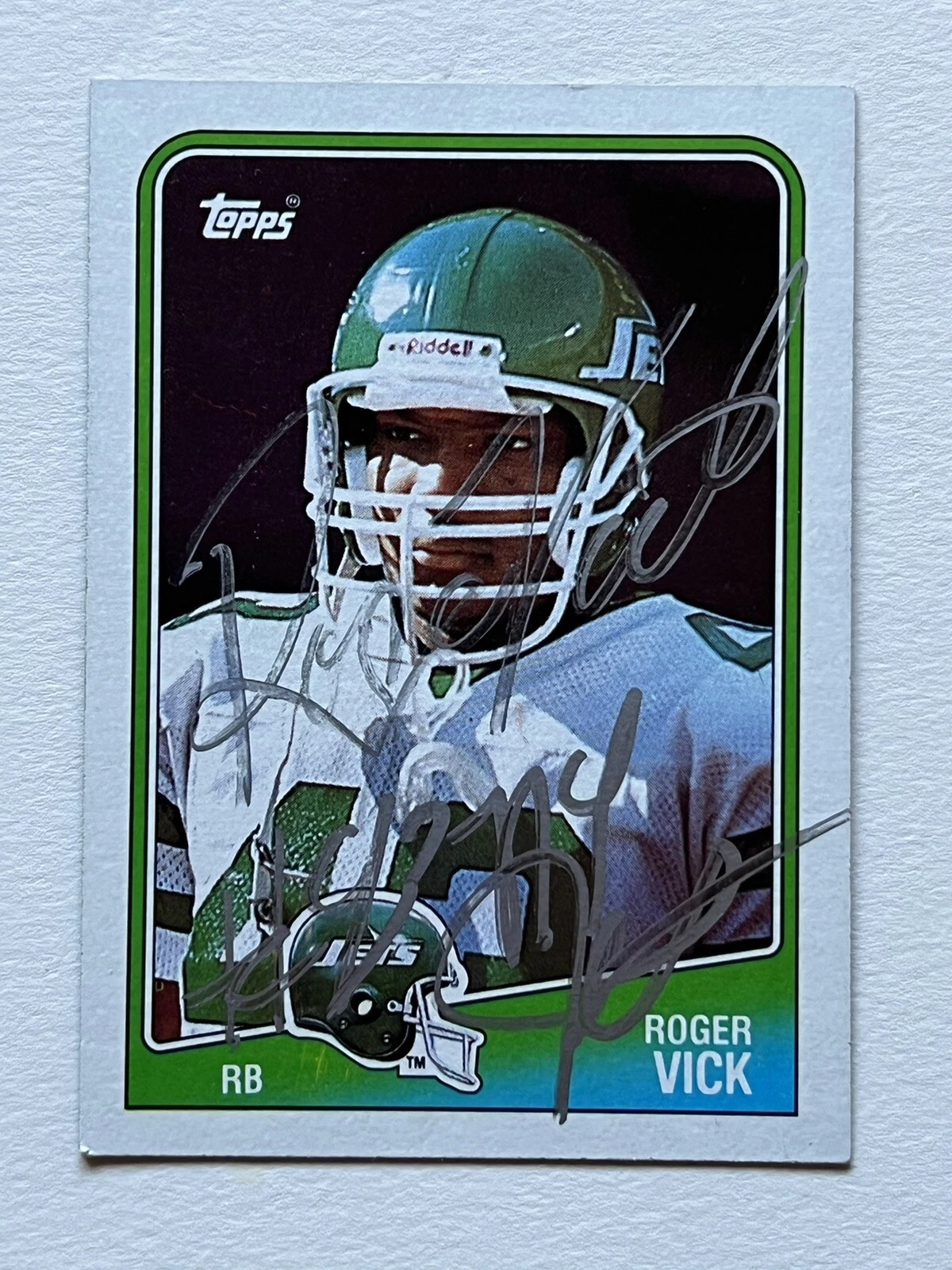 Roger Vick SIGNED Autographed NY Jets 1988 Topps Rookie Card RC