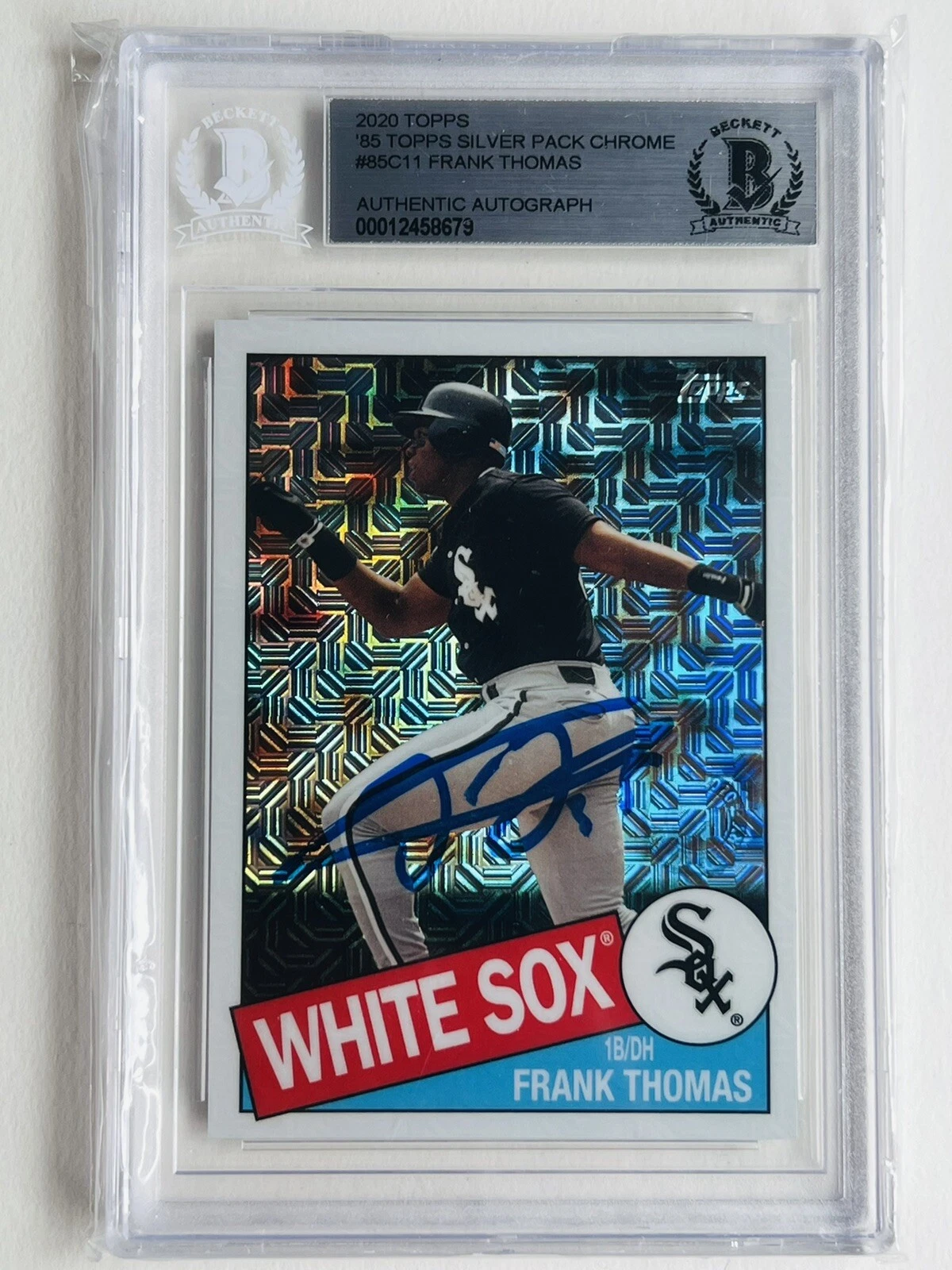 2020 TOPPS 1985 TOPPS CHROME SILVER FRANK THOMAS 85C-11 SIGNED AUTO BECKETT BAS COLLECTIBLE MEMORABILIA
