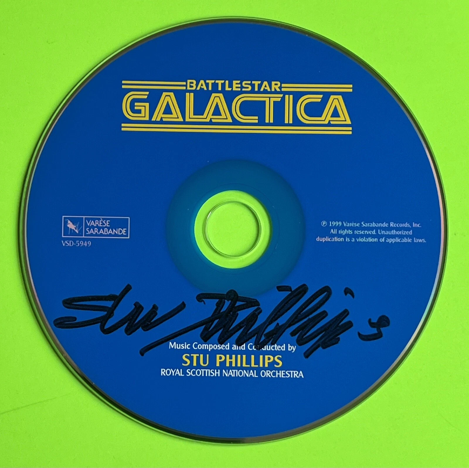 Stu Phillips Battlestar Galactica CD Soundtrack Autograph SIGNED w K9 COA