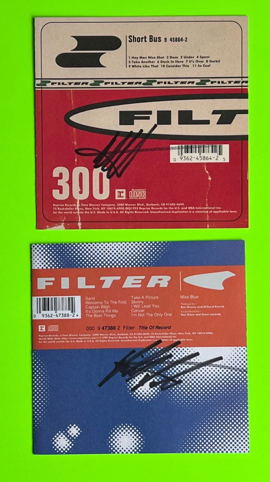 2x Filter CD Covers SIGNED Autographed by Richard Patrick Short Bus w COA