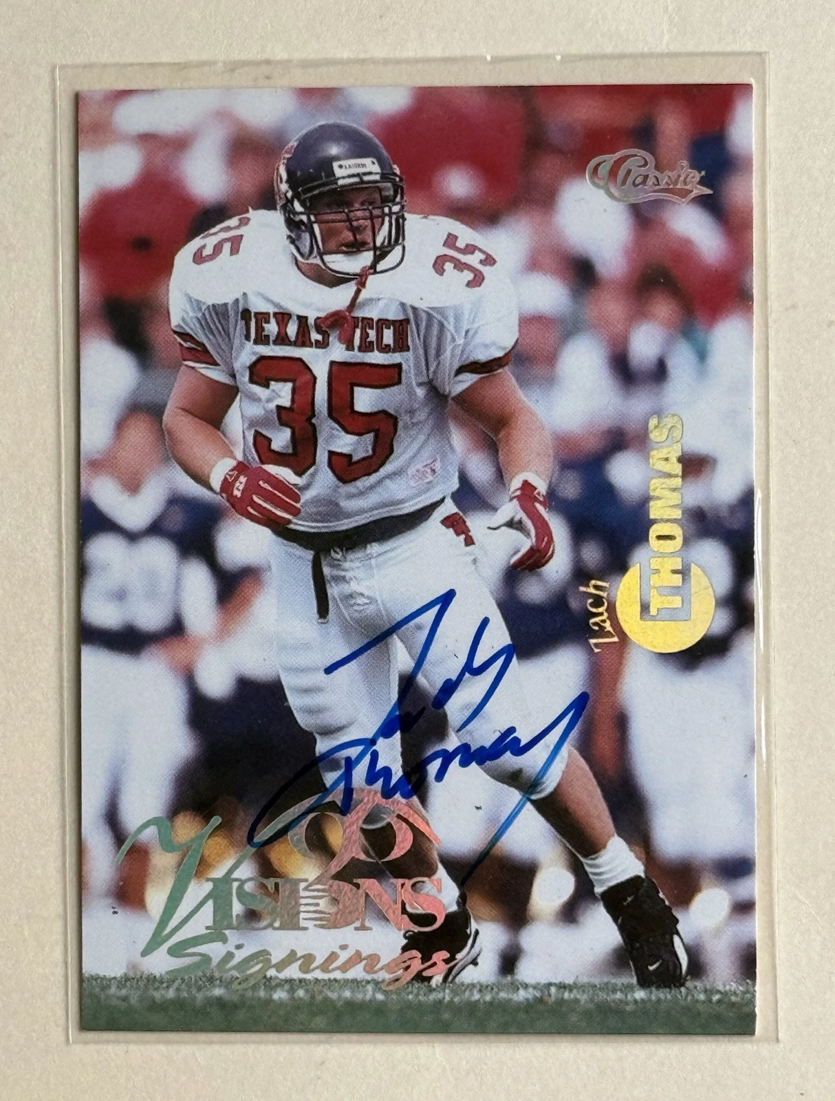 ZACH THOMAS 1996 CLASSIC VISION SIGNINGS CERTIFIED CARD AUTOGRAPH AUTO DOLPHINS COLLECTIBLE MEMORABILIA