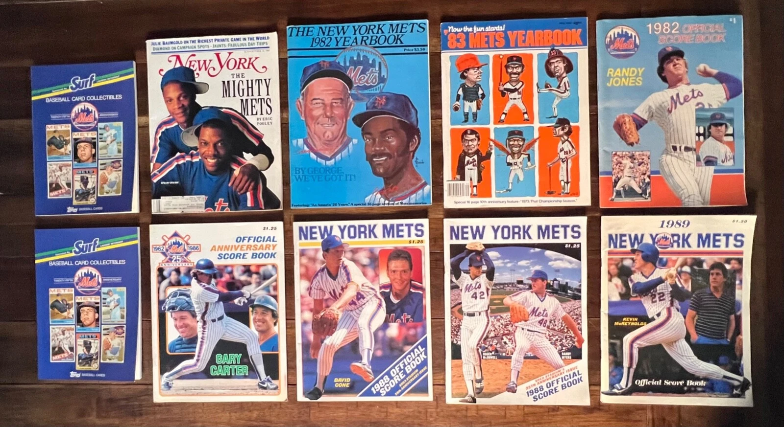 Lot Of 10 New York Mets Original Program Magazine Yearbook Surf Anniv Giveaway
