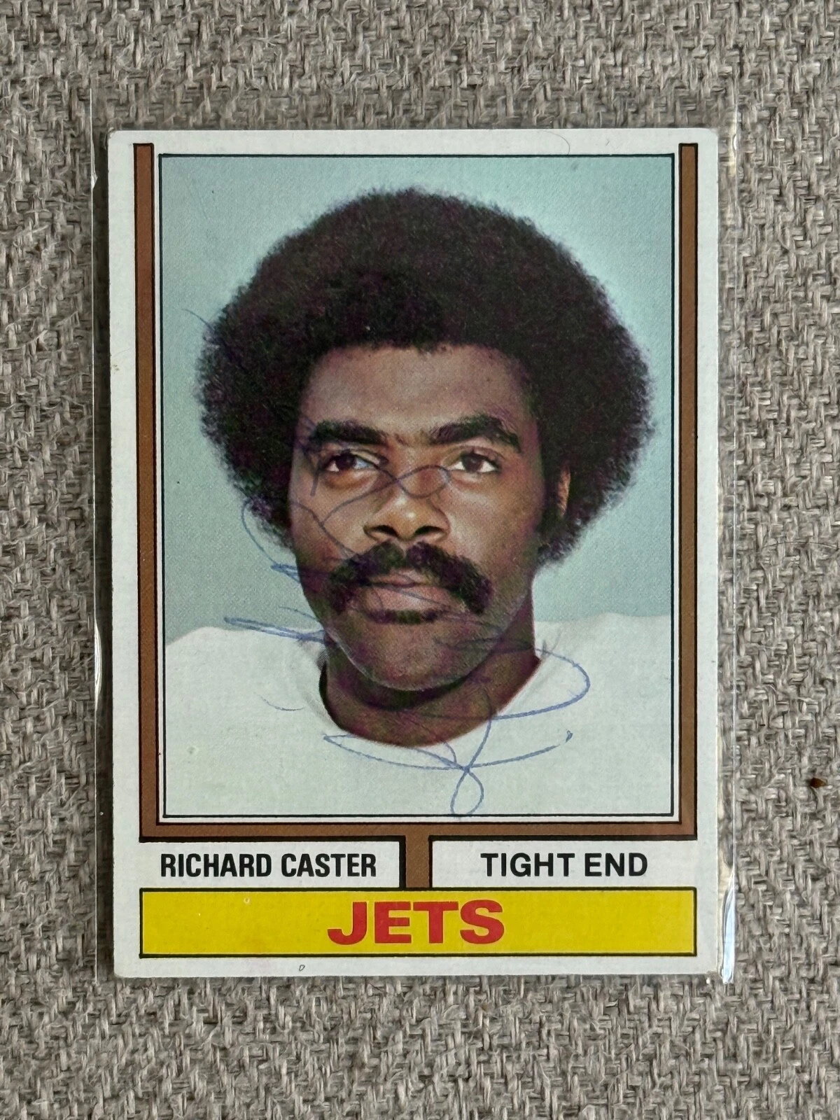 Richard Caster SIGNED Autographed Auto RB NY Jets 1974 Topps Card
