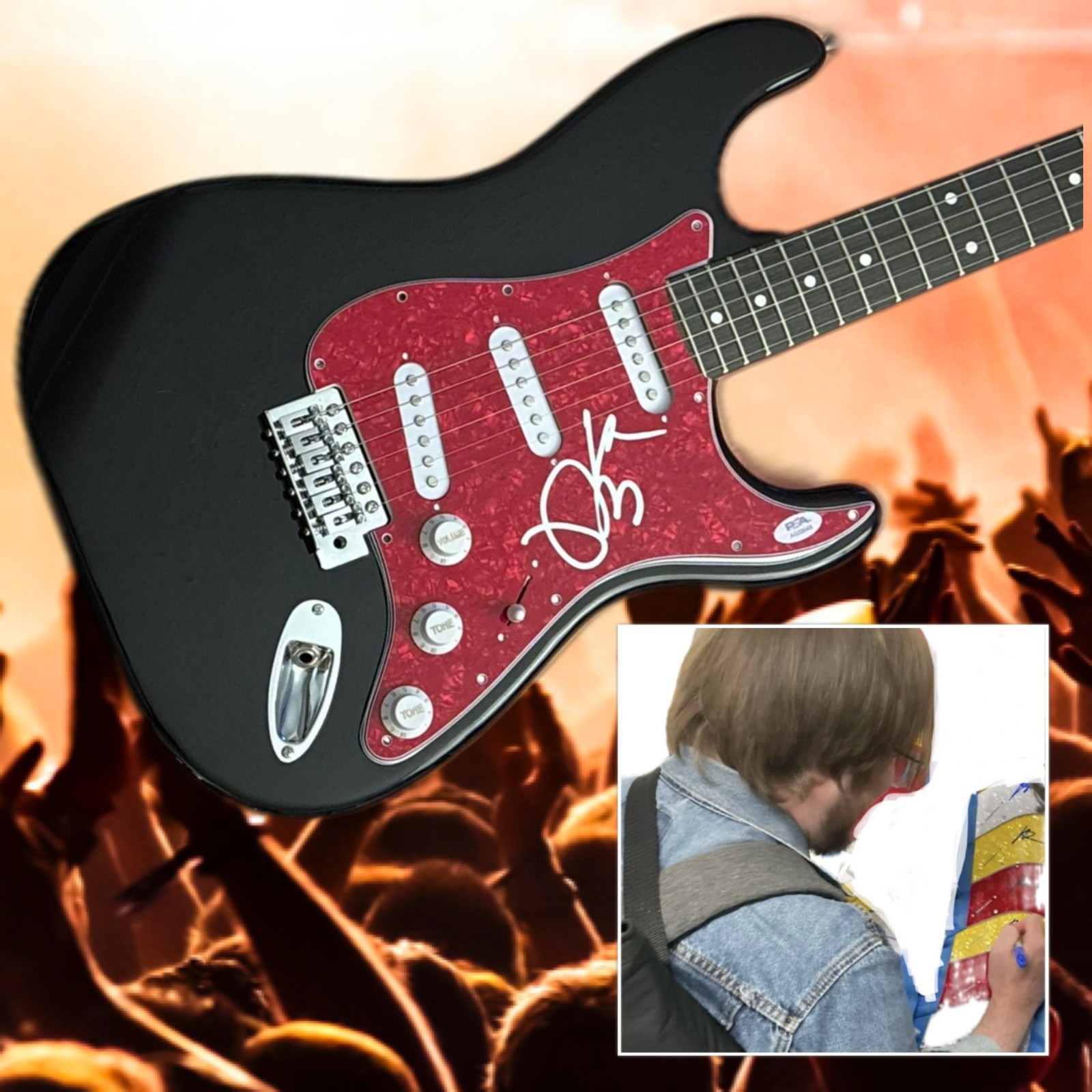 PSA Pete Wentz & Stump Band  * FALL OUT BOY *  Signed Electric Guitar PROOF COA