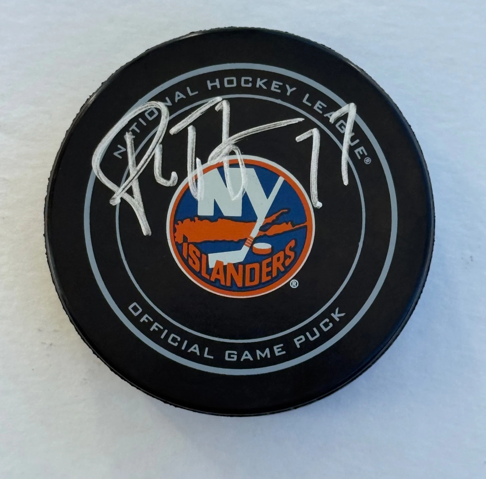 Pierre Turgeon Signed Autographed Official NHL Game Puck New York Islanders HOF