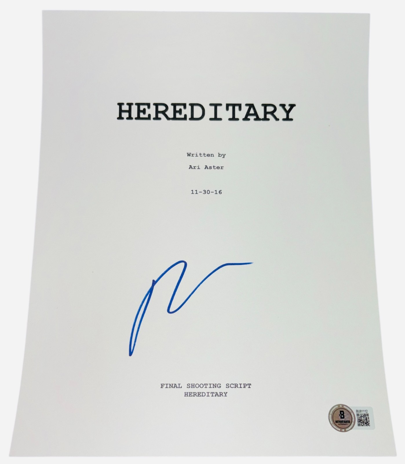 Ari Aster Signed Autograph Hereditary Full Movie Script Screenplay ...