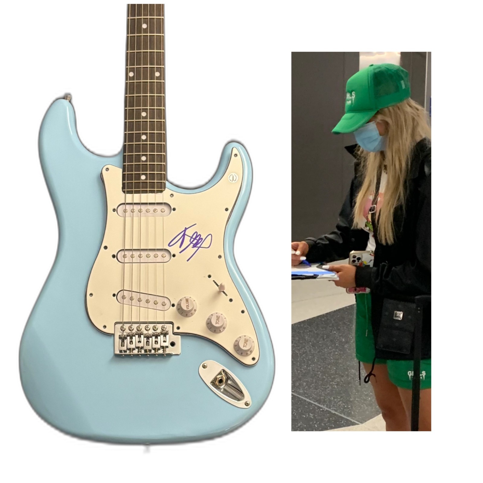 GFA Greedy & you broke me first * TATE McRAE * Signed Electric Guitar PROOF COA