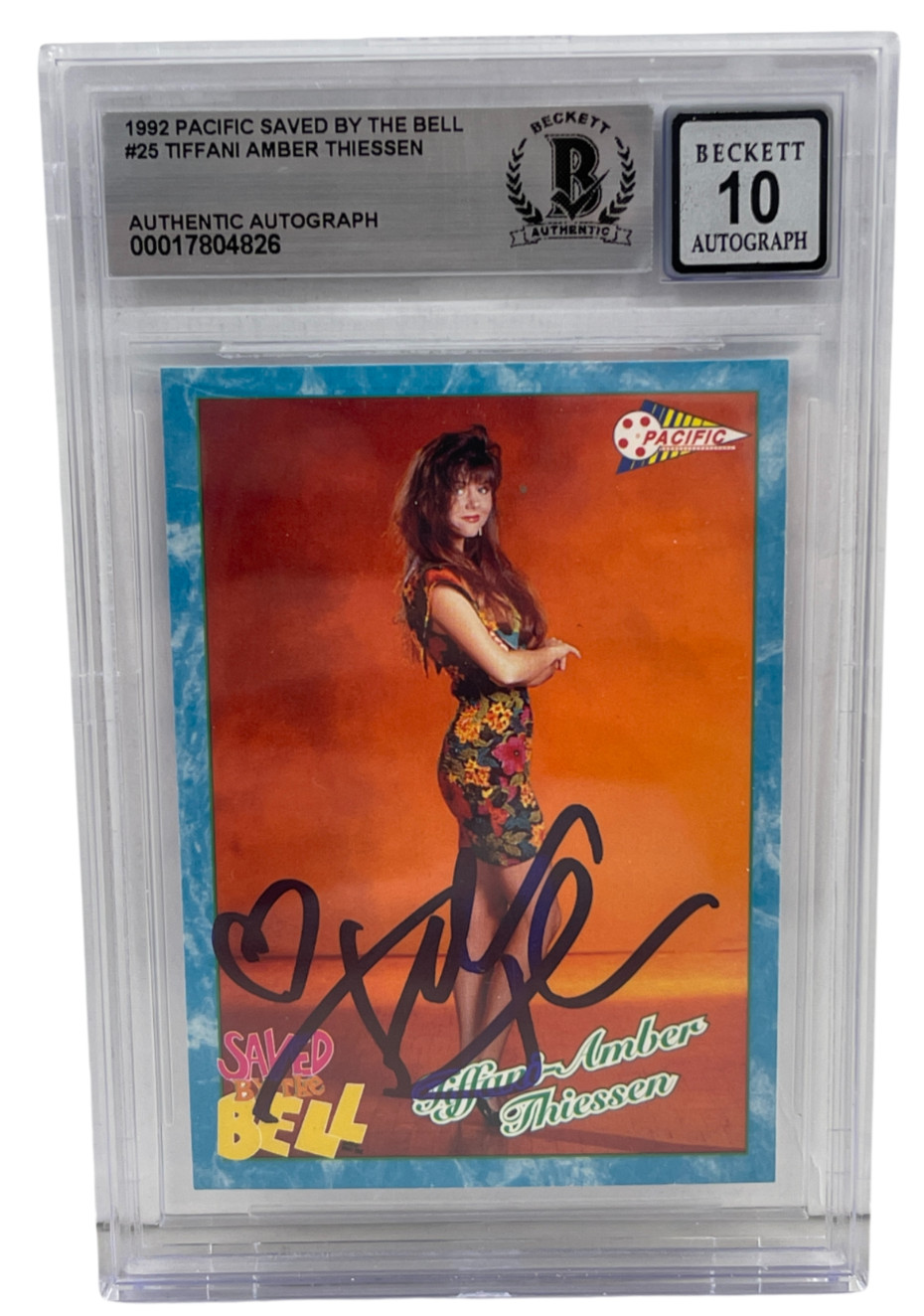 Tiffani Thiessen Signed Saved by the Bell 1992 Pacific Trading Card Beckett 10