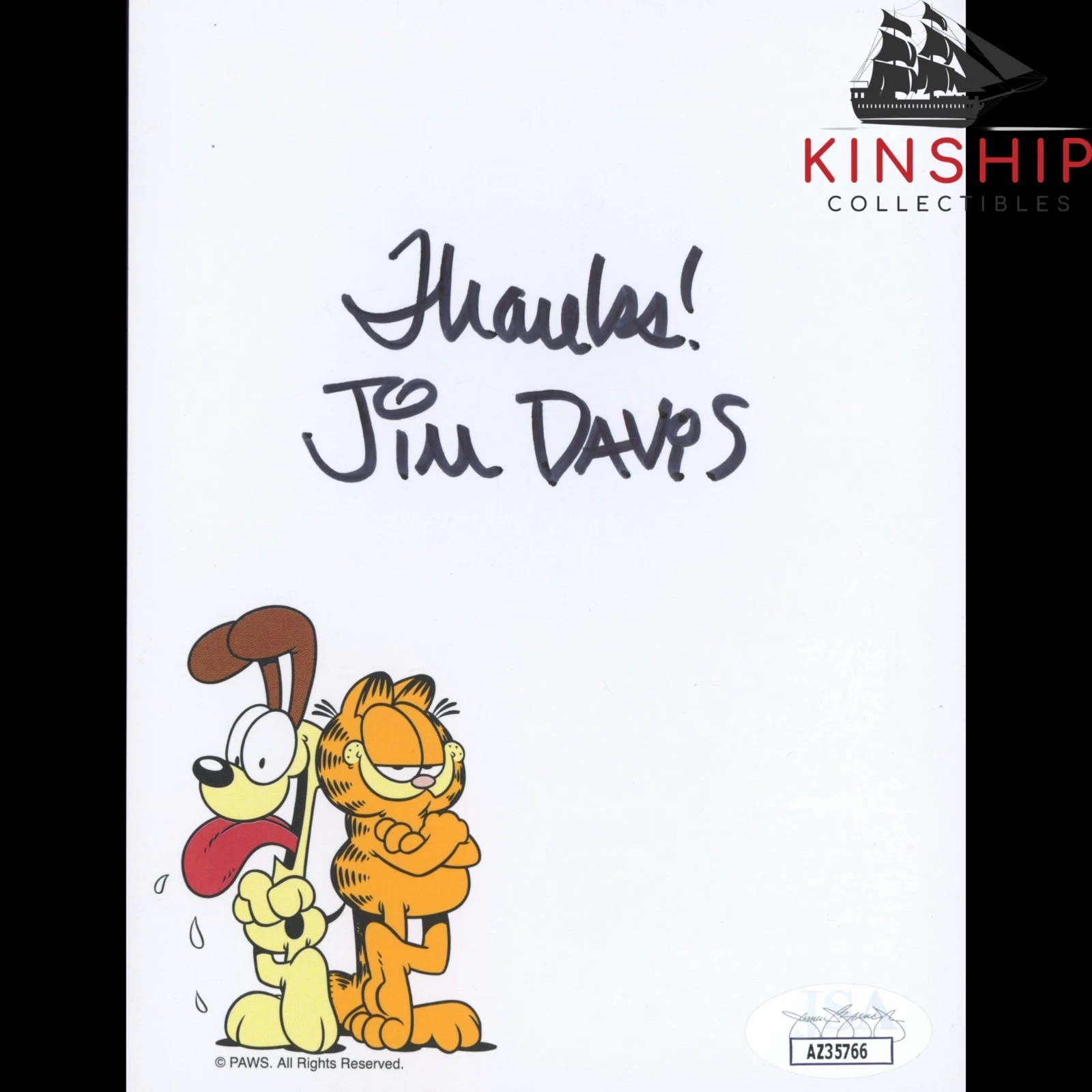 Jim Davis signed Garfield Stationary JSA COA Rare Inscribed Auto Z2394